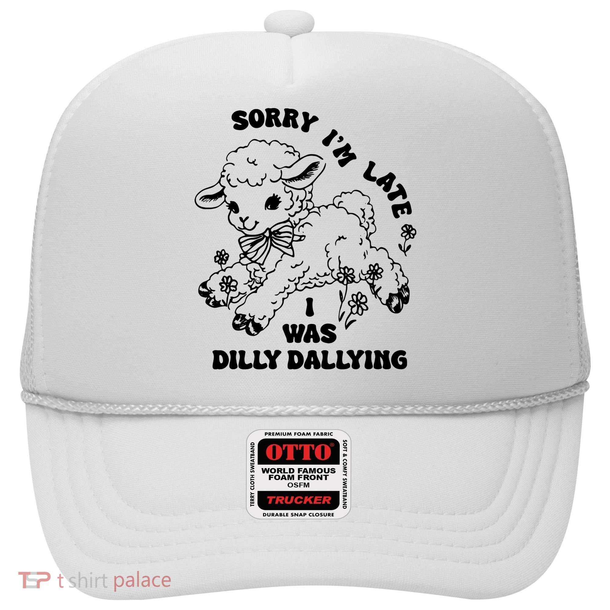 Sorry IM Late I Was Dilly Dallying Baby Lamb Sheep Hat