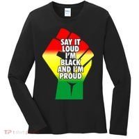 Say It Loud Im Black And Im Proud African American Pride Gift Women's Long Sleeve Shirt thumb 0