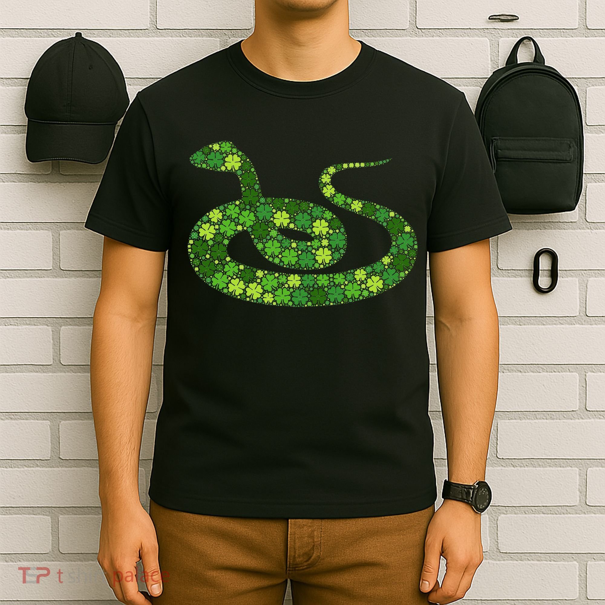 Snake Irish Lucky Green Shamrock Clover St Patricks Day T-Shirt