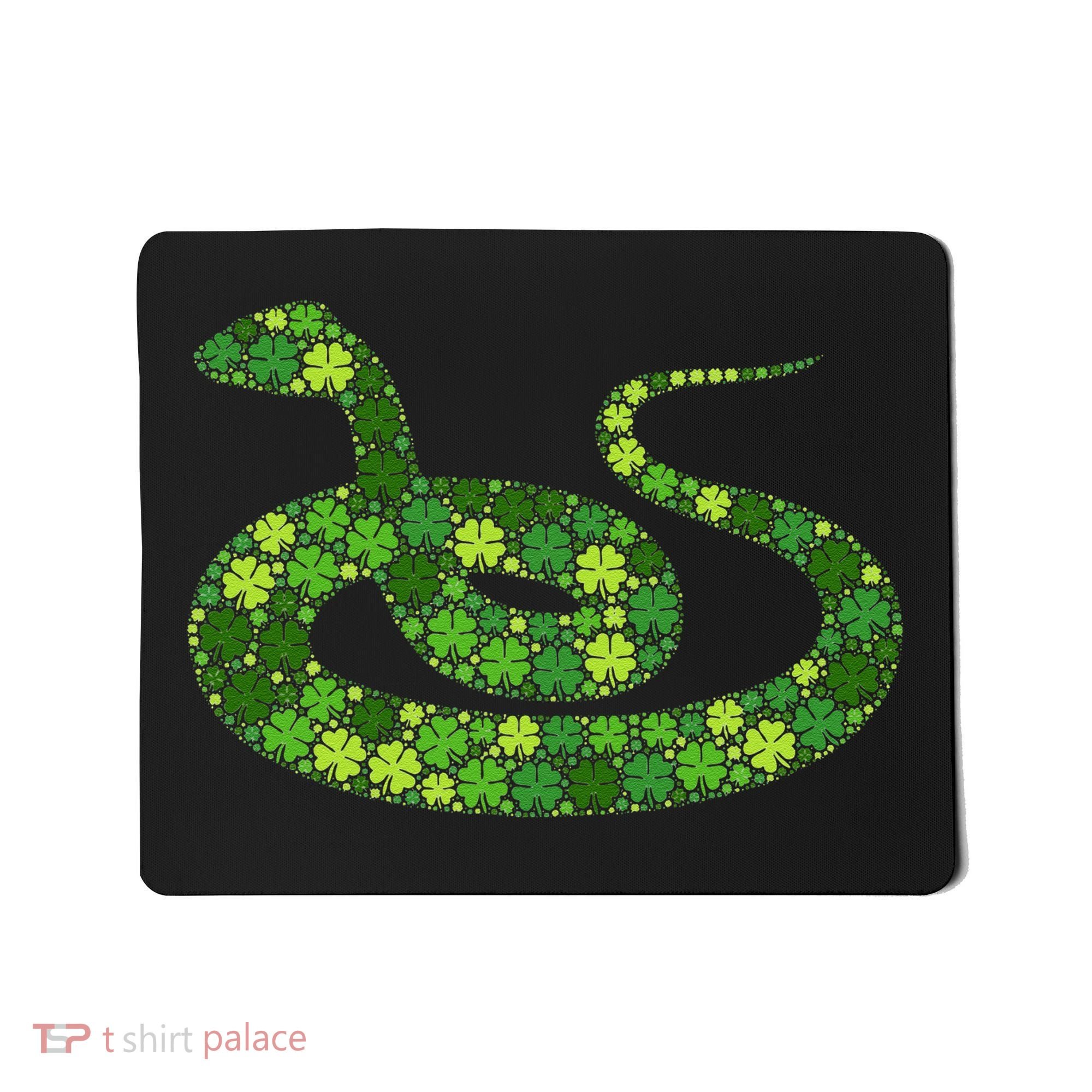 Snake Irish Lucky Green Shamrock Clover St Patricks Day Mousepad