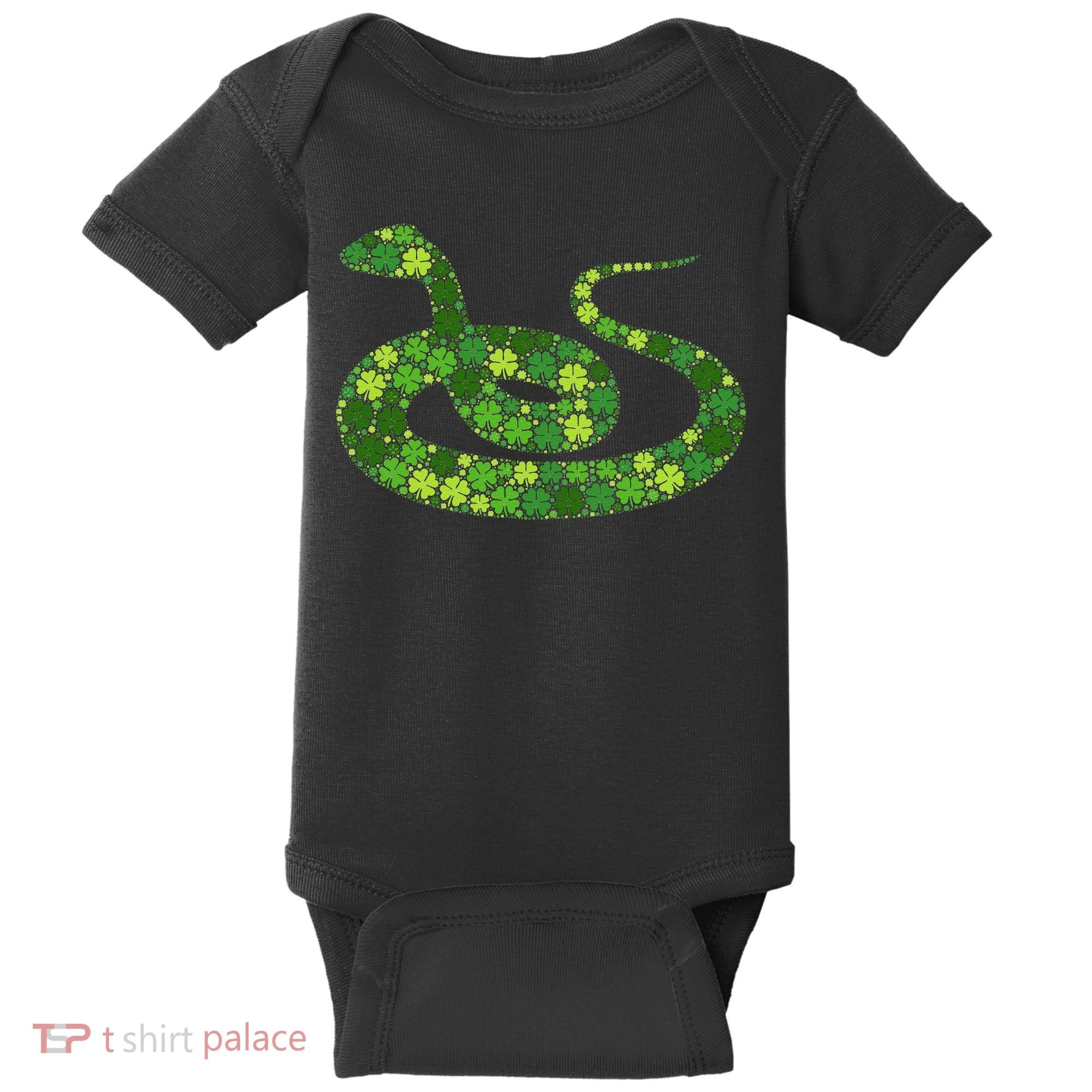 Snake Irish Lucky Green Shamrock Clover St Patricks Day Baby Bodysuit