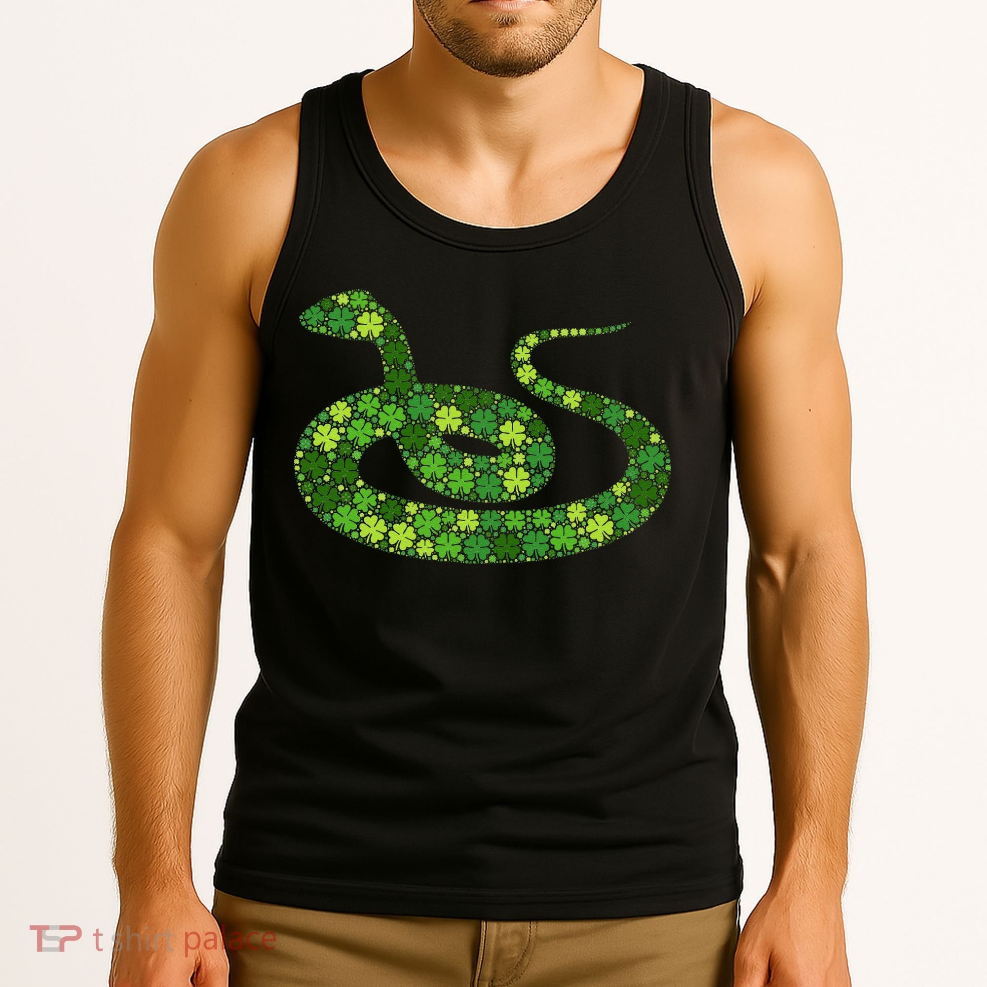 Snake Irish Lucky Green Shamrock Clover St Patricks Day Tank Top