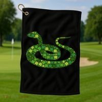 Snake Irish Lucky Green Shamrock Clover St Patricks Day Golf Towel thumb 1