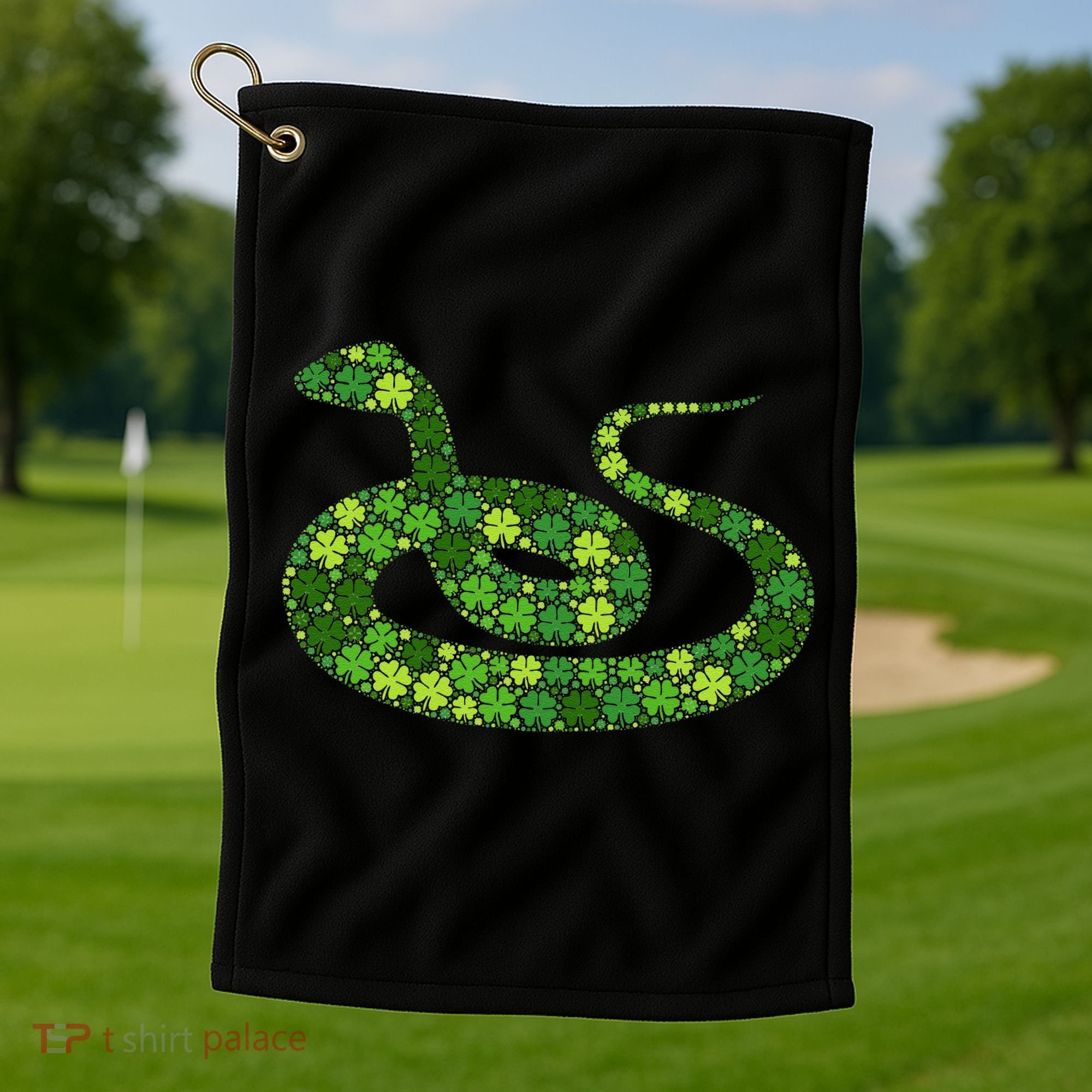 Snake Irish Lucky Green Shamrock Clover St Patricks Day Golf Towel