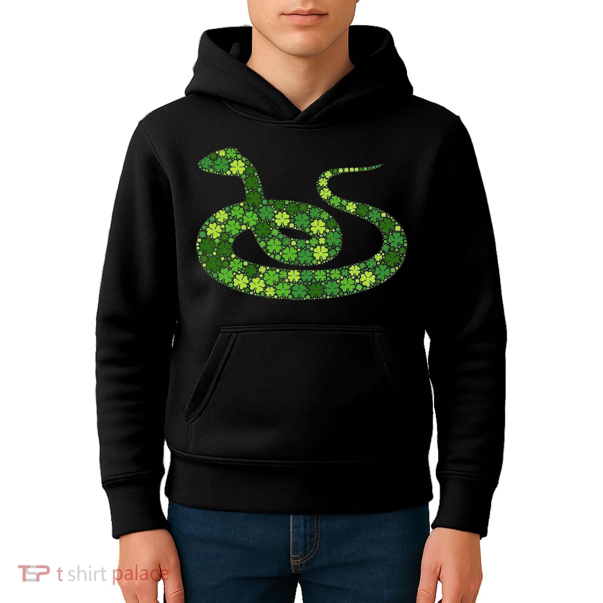 Snake Irish Lucky Green Shamrock Clover St Patricks Day Kids Hoodie