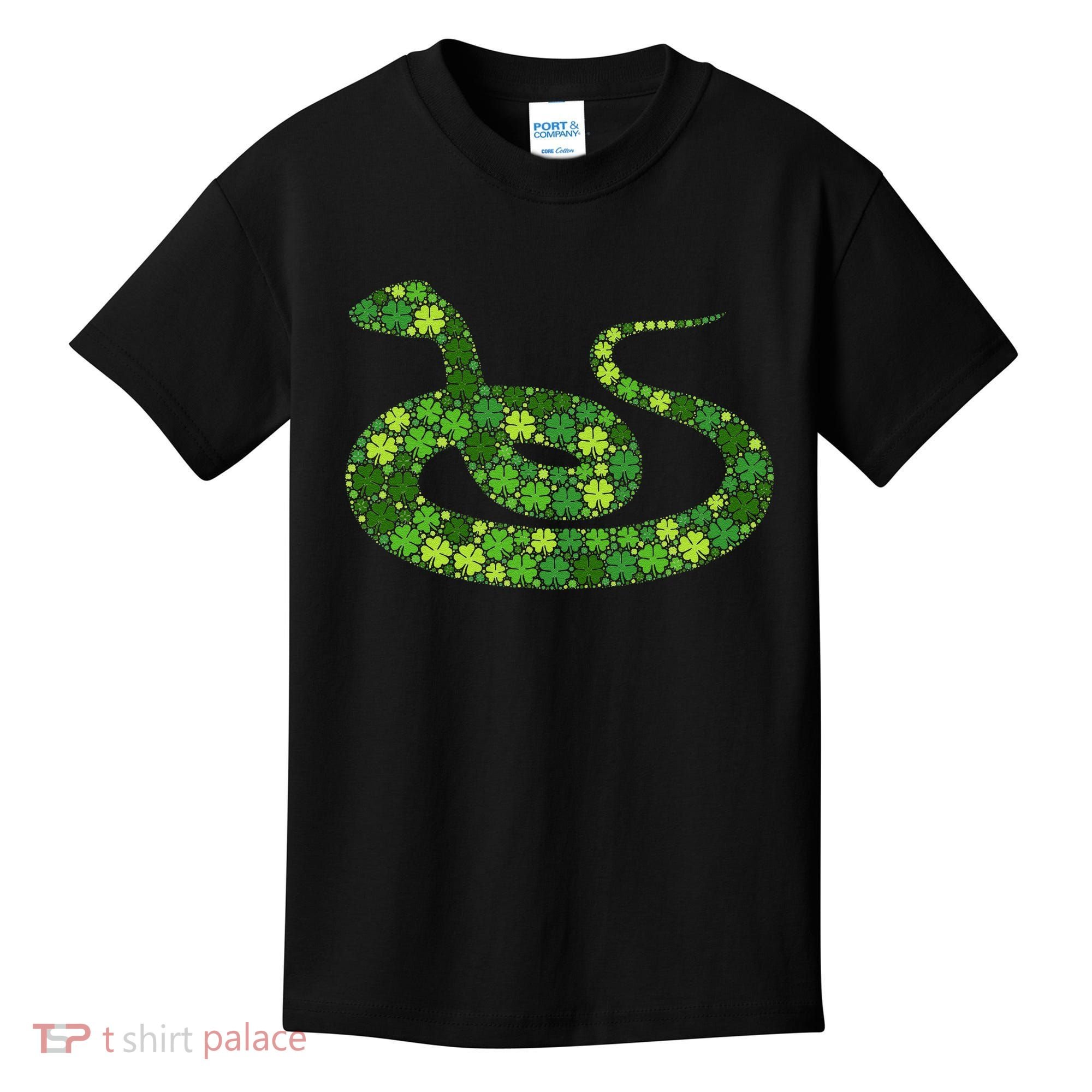 Snake Irish Lucky Green Shamrock Clover St Patricks Day Kids T-Shirt