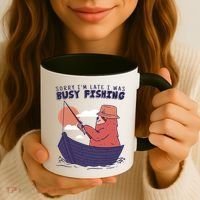 Sorry I'm Late Busy Fishing Coffee Mug thumb 3