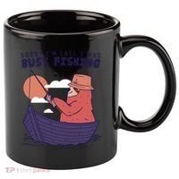 Sorry I'm Late Busy Fishing 11oz C Handle Ceramic Mug thumb 0