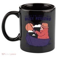 Sorry I'm Late Busy Fishing 11oz C Handle Ceramic Mug thumb 2
