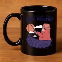 Sorry I'm Late Busy Fishing 11oz C Handle Ceramic Mug thumb 4