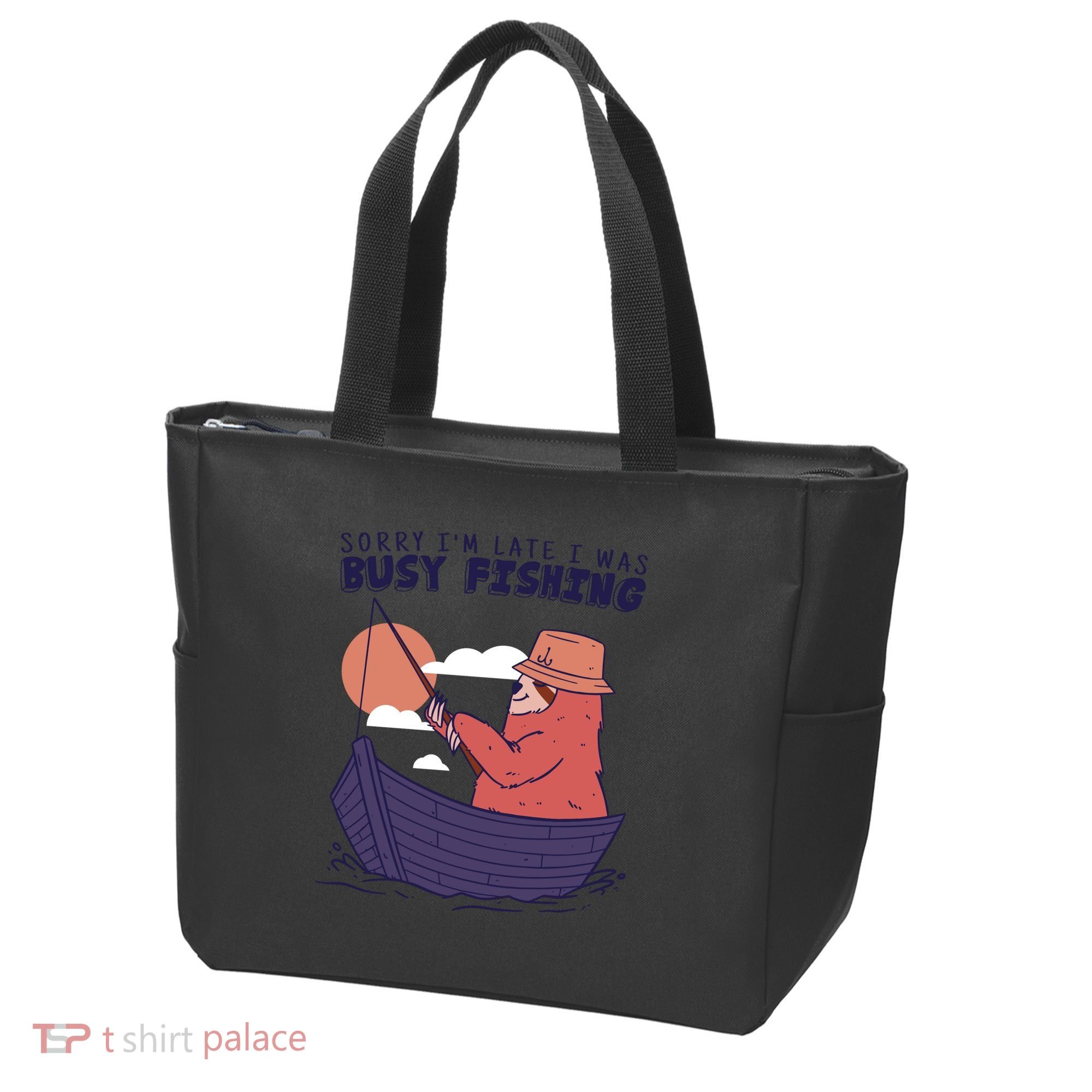 Sorry I'm Late Busy Fishing Tote Bag