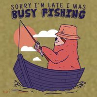 Sorry I'm Late Busy Fishing Garment-Dyed Women's Muscle Tee thumb 6