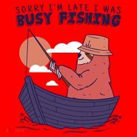 Sorry I'm Late Busy Fishing Santa Hat thumb 1
