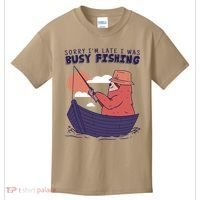 Sorry I'm Late Busy Fishing Kids T-Shirt thumb 0