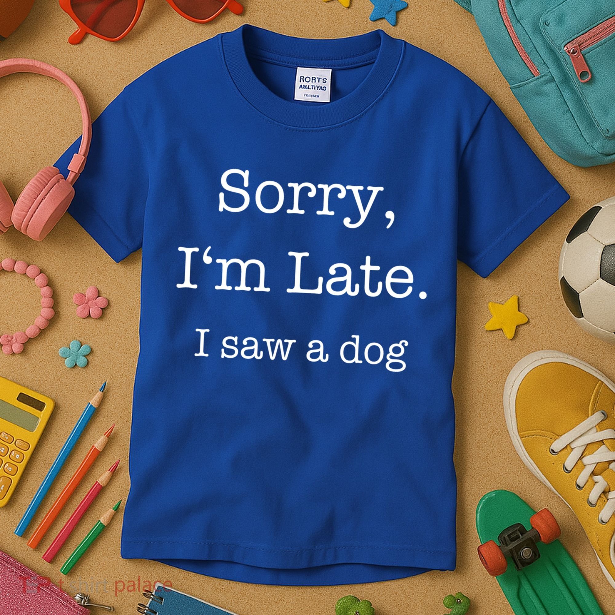 Sorry I'm Late I Saw A Dog Cool Gift Kids T-Shirt
