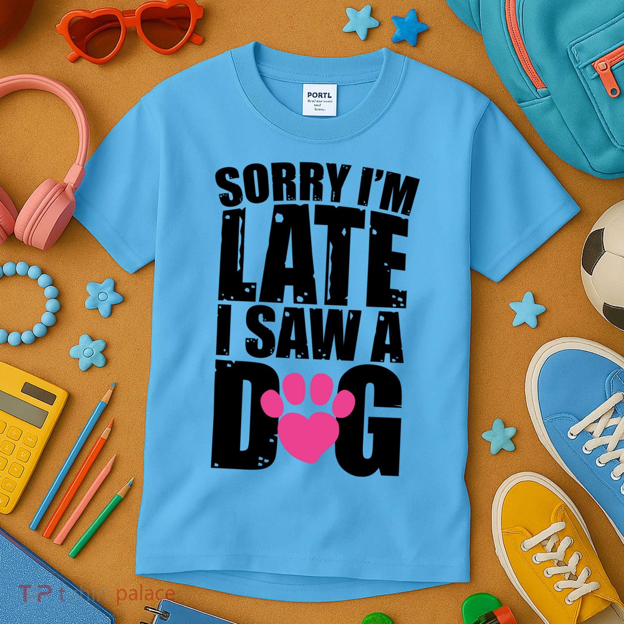 Sorry Im Late I Saw A Dog Gift Kids T-Shirt
