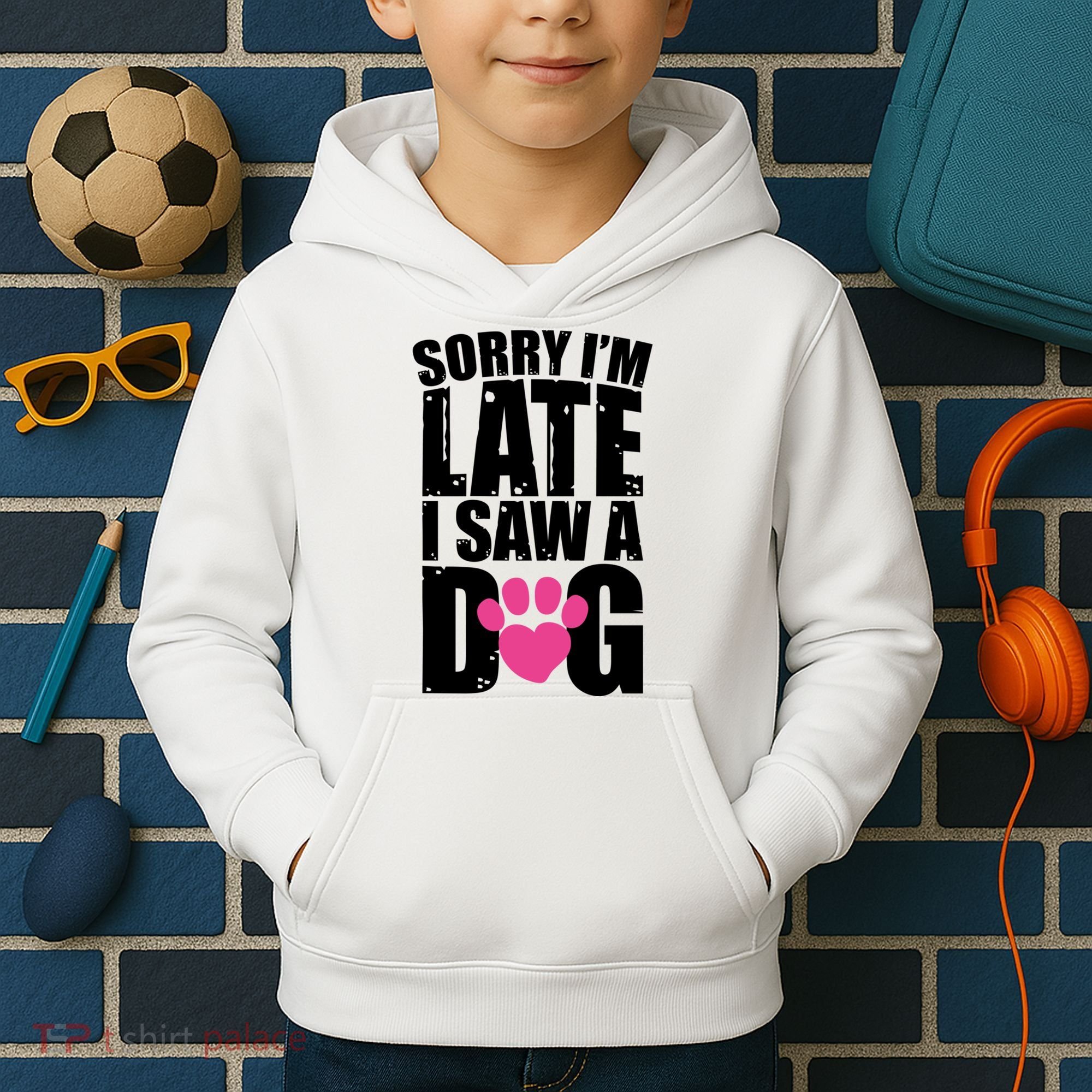 Sorry Im Late I Saw A Dog Gift Kids Hoodie