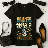 Science Is Like Magic But Real Funny Science Women's V-Neck T-Shirt thumb 2