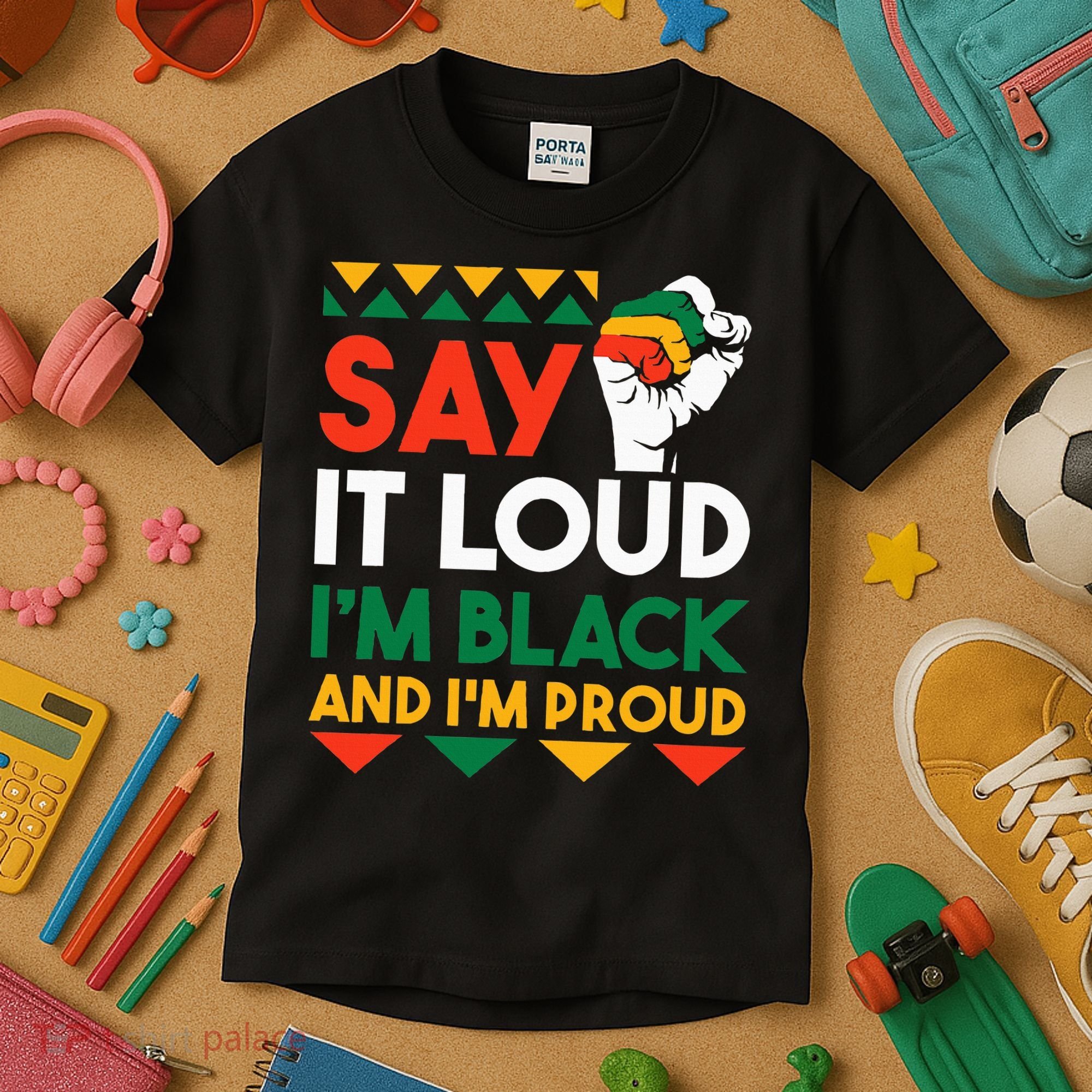S.ay It L.oud I'm Black & I'm Proud Black History Month Kids T-Shirt