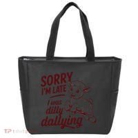 Sorry Im Late I Was Dilly Dallying Funny Cute Lamb Gift Tote Bag thumb 0