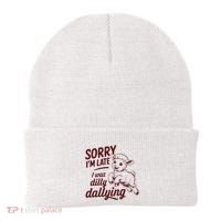 Sorry Im Late I Was Dilly Dallying Funny Cute Lamb Gift Beanie thumb 0