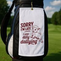 Sorry Im Late I Was Dilly Dallying Funny Cute Lamb Gift Golf Towel thumb 2