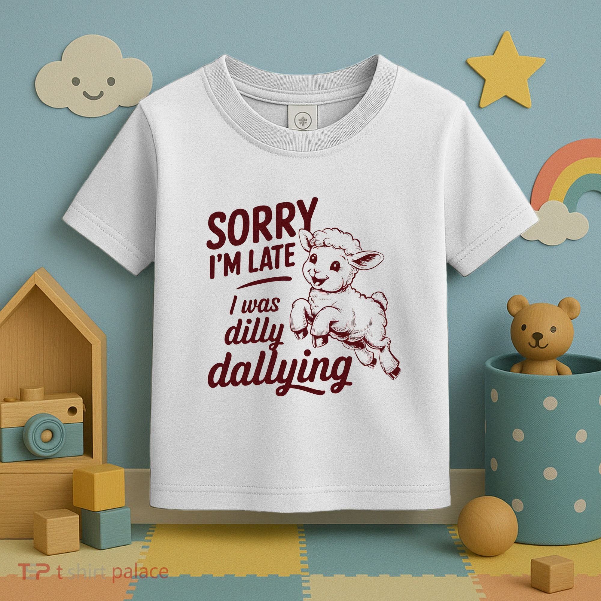 Sorry Im Late I Was Dilly Dallying Funny Cute Lamb Gift Toddler T-Shirt