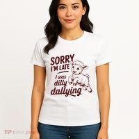 Sorry Im Late I Was Dilly Dallying Funny Cute Lamb Gift Women's T-Shirt thumb 4
