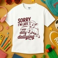Sorry Im Late I Was Dilly Dallying Funny Cute Lamb Gift Kids T-Shirt thumb 3