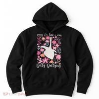 Sorry I'm Late I Was Dilly Dallying Boho Floral Goose  Hoodie thumb 0