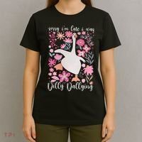 Sorry I'm Late I Was Dilly Dallying Boho Floral Goose  T-Shirt thumb 4