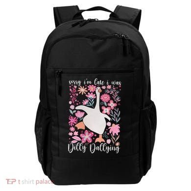 Sorry I'm Late I Was Dilly Dallying Boho Floral Goose  Backpack