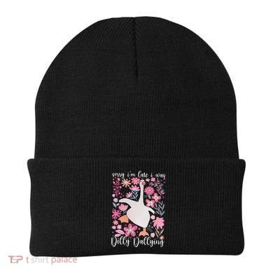 Sorry I'm Late I Was Dilly Dallying Boho Floral Goose  Beanie