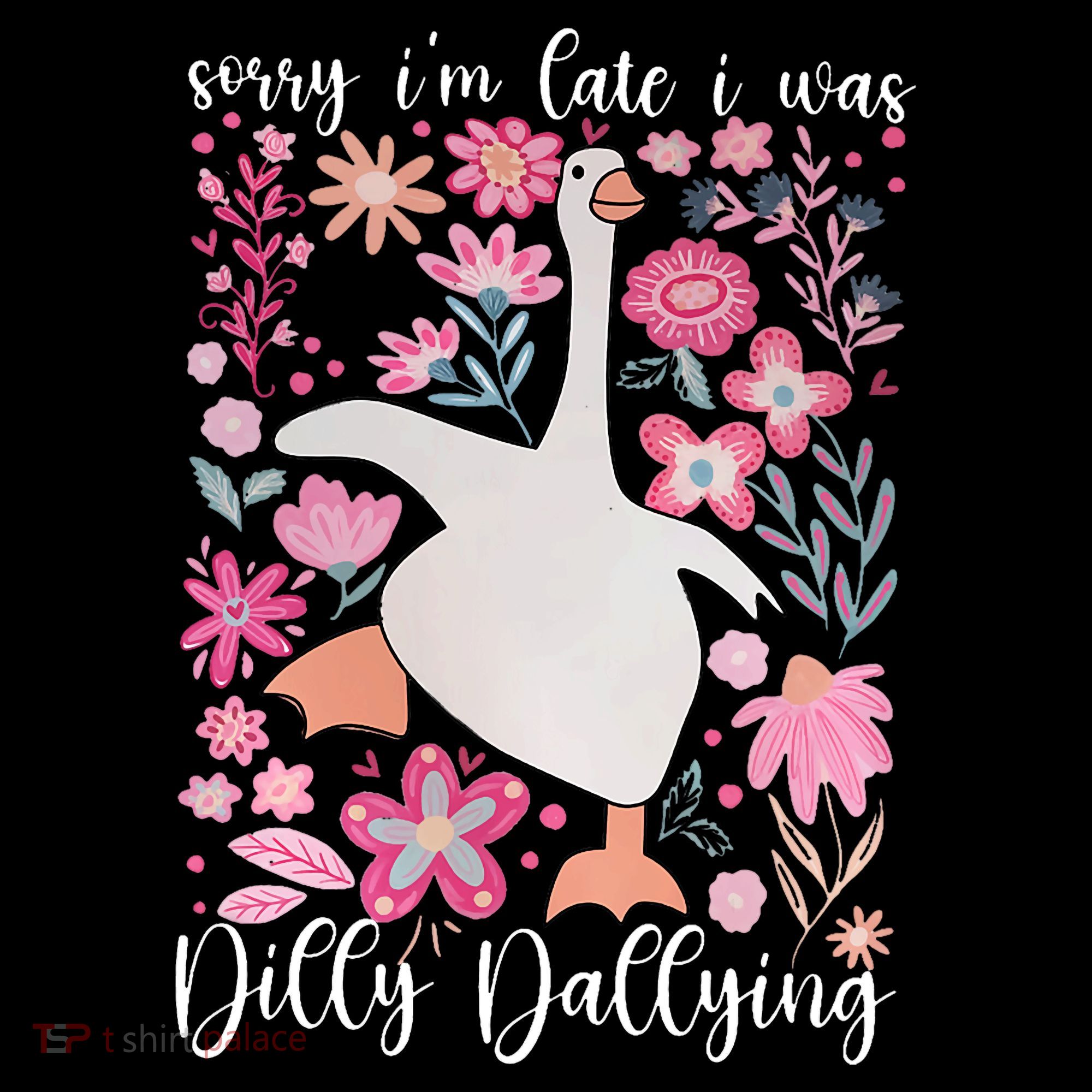 Sorry I'm Late I Was Dilly Dallying Boho Floral Goose  Mousepad