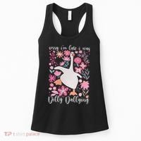 Sorry I'm Late I Was Dilly Dallying Boho Floral Goose  Women's Tank Top thumb 0