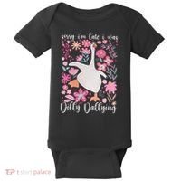 Sorry I'm Late I Was Dilly Dallying Boho Floral Goose  Baby Bodysuit thumb 0
