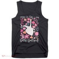 Sorry I'm Late I Was Dilly Dallying Boho Floral Goose  Tank Top thumb 0
