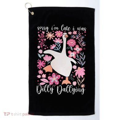 Sorry I'm Late I Was Dilly Dallying Boho Floral Goose  Golf Towel