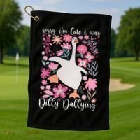 Sorry I'm Late I Was Dilly Dallying Boho Floral Goose  Golf Towel thumb 1