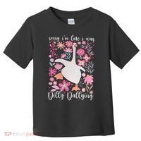 Sorry I'm Late I Was Dilly Dallying Boho Floral Goose  Toddler T-Shirt thumb 0