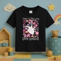 Sorry I'm Late I Was Dilly Dallying Boho Floral Goose  Toddler T-Shirt thumb 3
