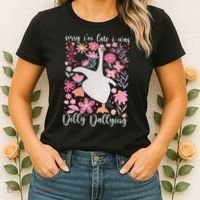 Sorry I'm Late I Was Dilly Dallying Boho Floral Goose  Women's T-Shirt thumb 2