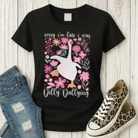Sorry I'm Late I Was Dilly Dallying Boho Floral Goose  Women's T-Shirt thumb 3