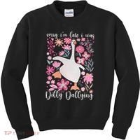 Sorry I'm Late I Was Dilly Dallying Boho Floral Goose  Kids Sweatshirt thumb 0
