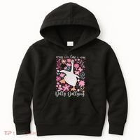 Sorry I'm Late I Was Dilly Dallying Boho Floral Goose  Kids Hoodie thumb 0
