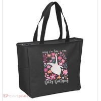 Sorry I'm Late I Was Dilly Dallying Boho Floral Goose  Tote Bag thumb 2