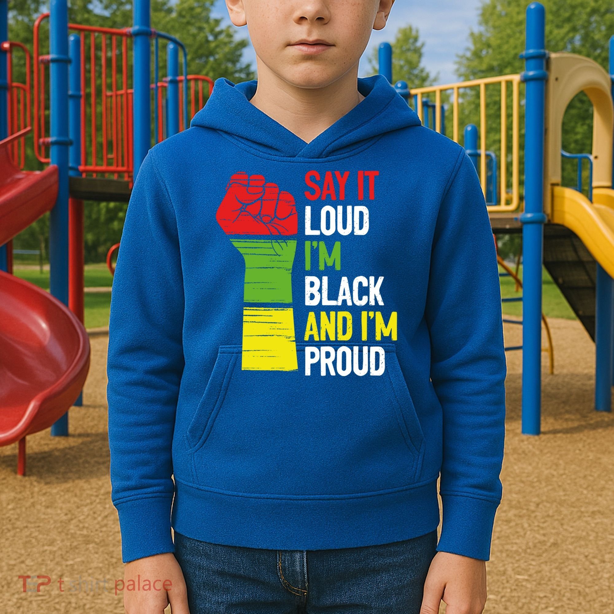 Say It Loud Im Black And Im Proud African American Pride Gift Kids Hoodie