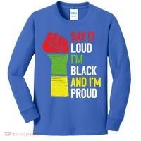 Say It Loud Im Black And Im Proud African American Pride Gift Kids Long Sleeve Shirt thumb 0