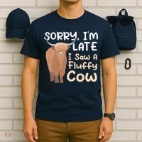 Sorry I'm Late I Saw A Fluffy Cow Highland Cow Breeder T-Shirt thumb 6