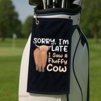 Sorry I'm Late I Saw A Fluffy Cow Highland Cow Breeder Golf Towel thumb 2